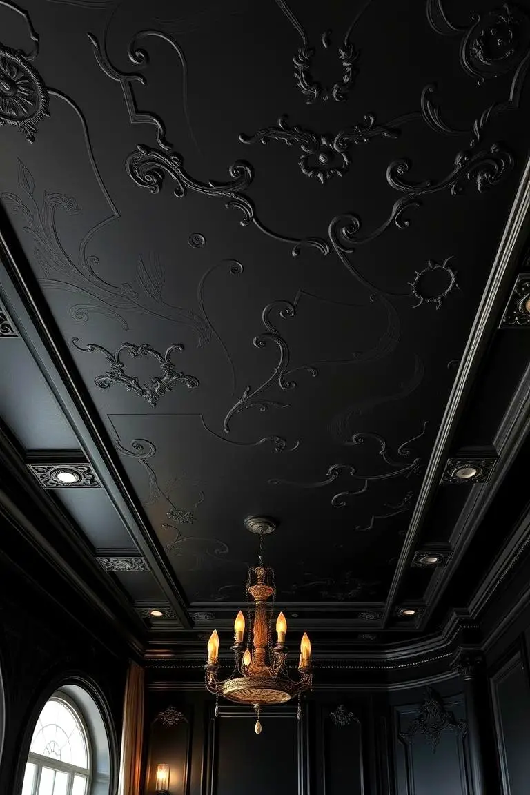 Luxurious Black Venetian Plaster Ceiling