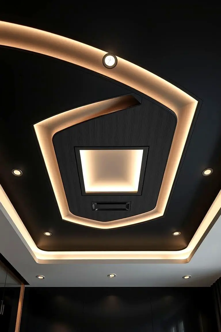 Black Ceiling with Modern Inlay
