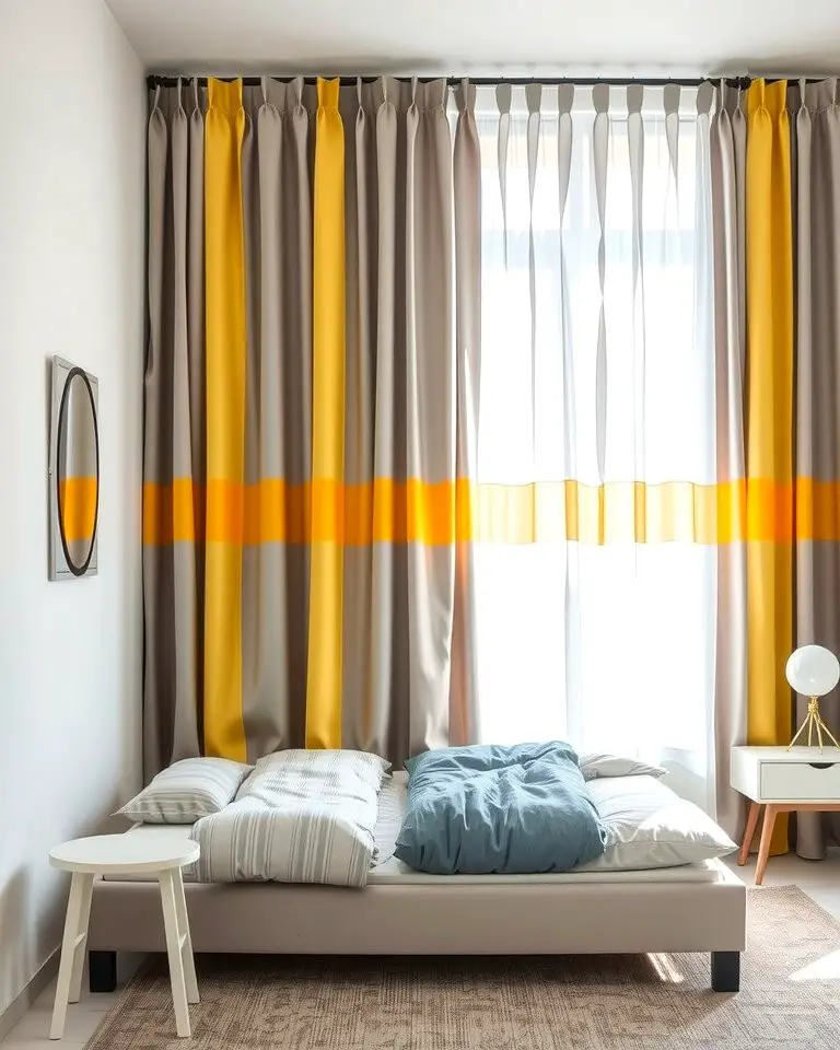 Grey and Yellow Striped Curtains