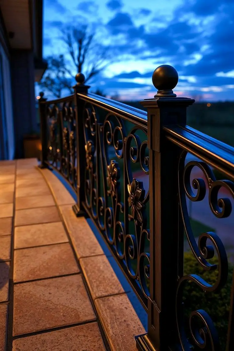Wrought Iron Railing with Ornate Details