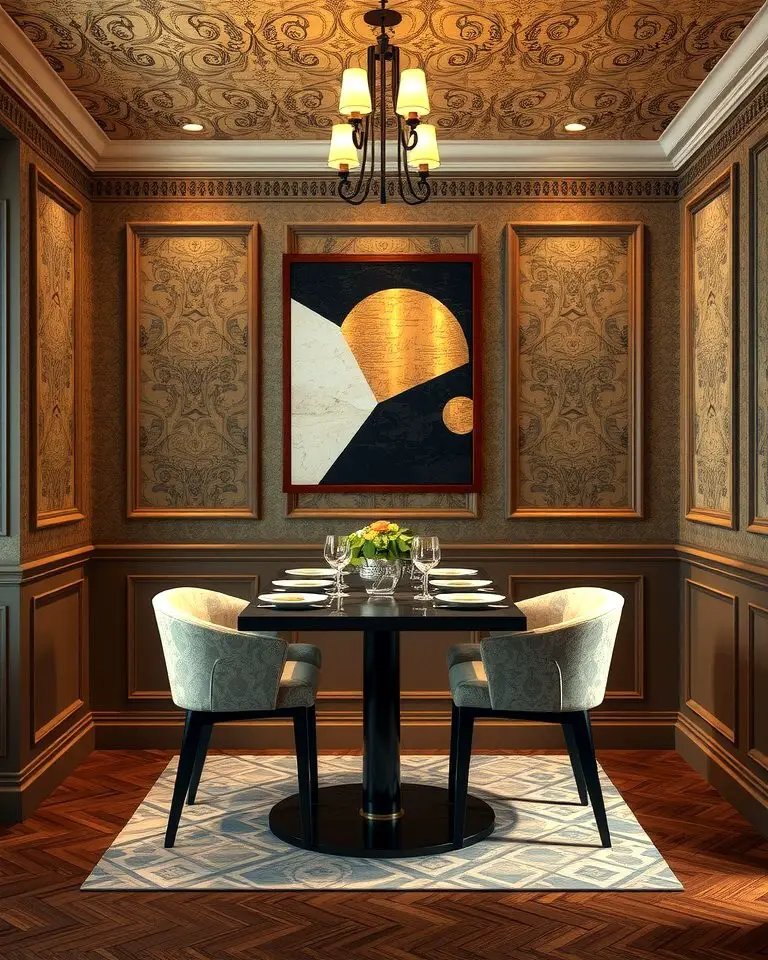 Half-Wall Paneling with Wallpaper Above