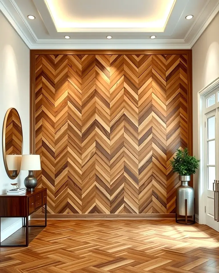Herringbone Pattern Wood Wall