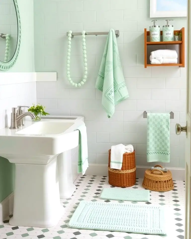 Mint Green Towels and Accessories
