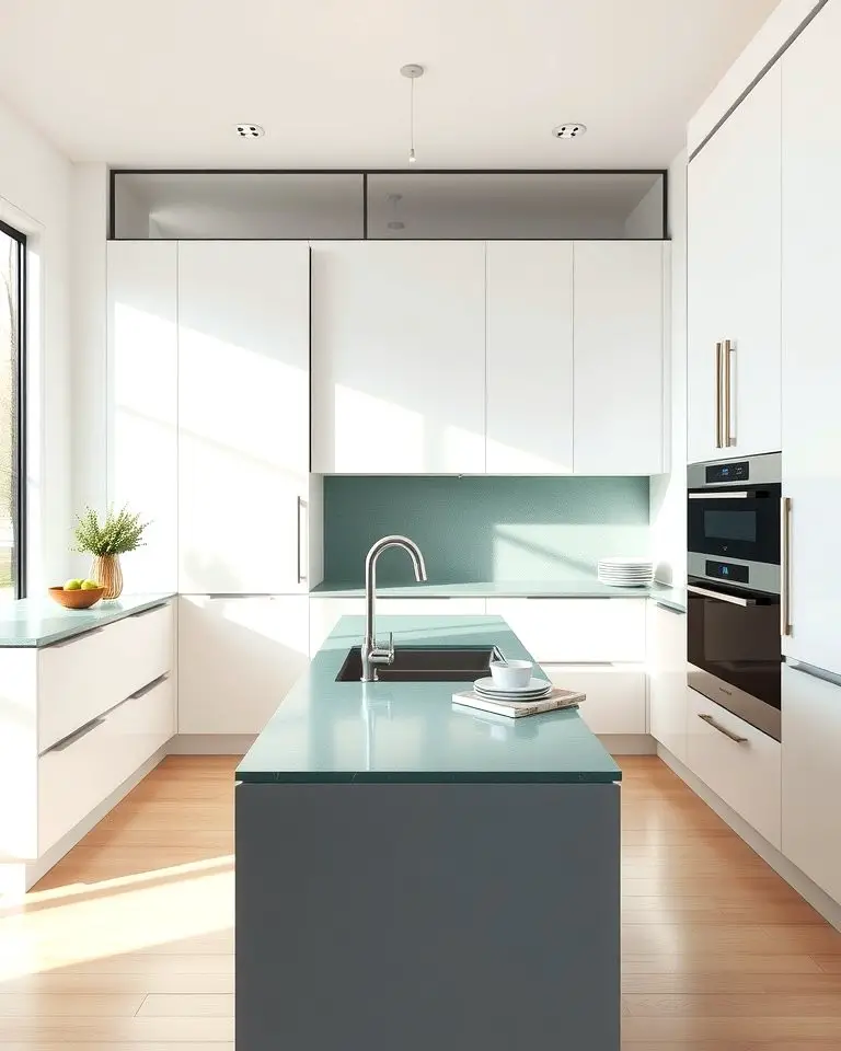 Modern Minimalism with Green Quartz Countertops