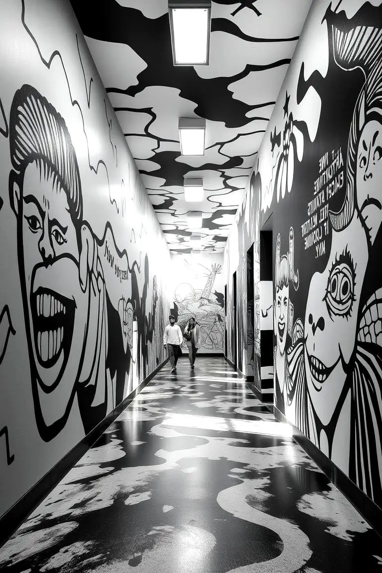 Artistic Black and White Murals