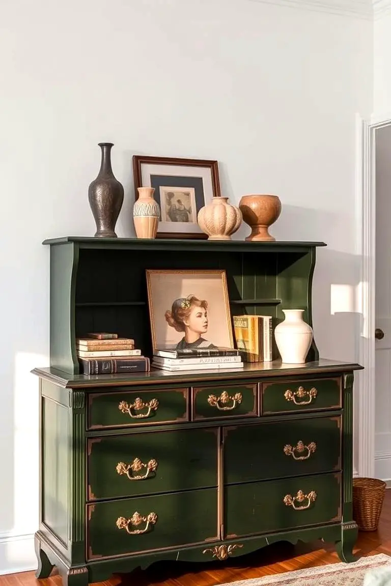 Vintage Dark Green Dresser