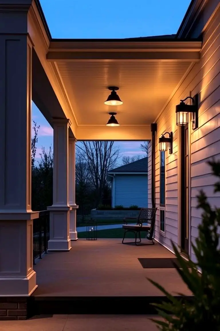 Sleek Black Porch Lighting