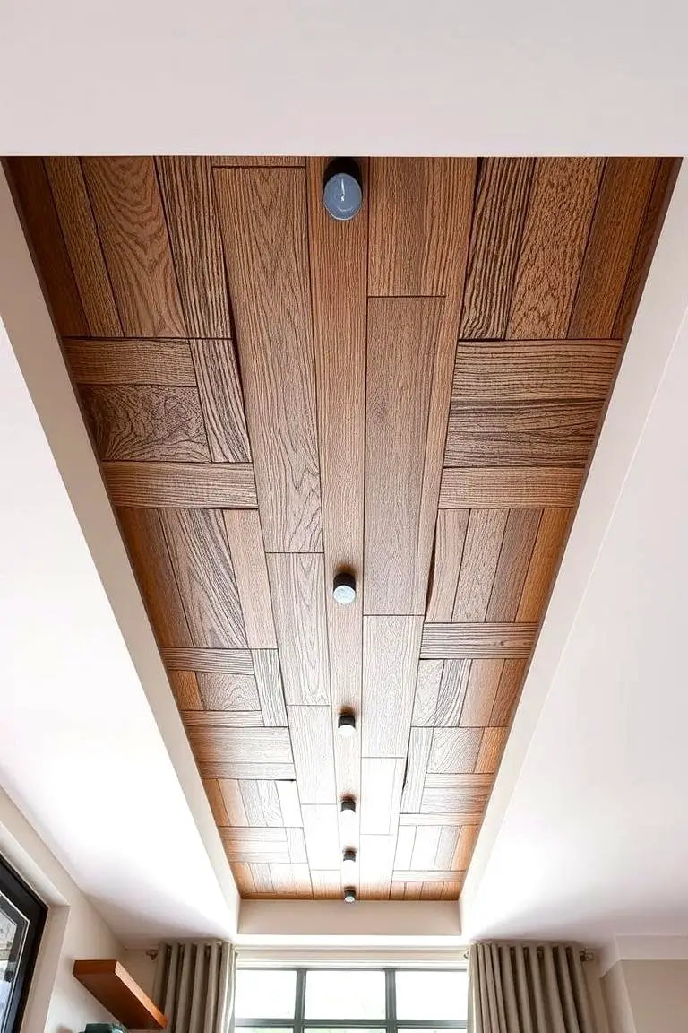 Textured Pattern Wood Slat Ceiling