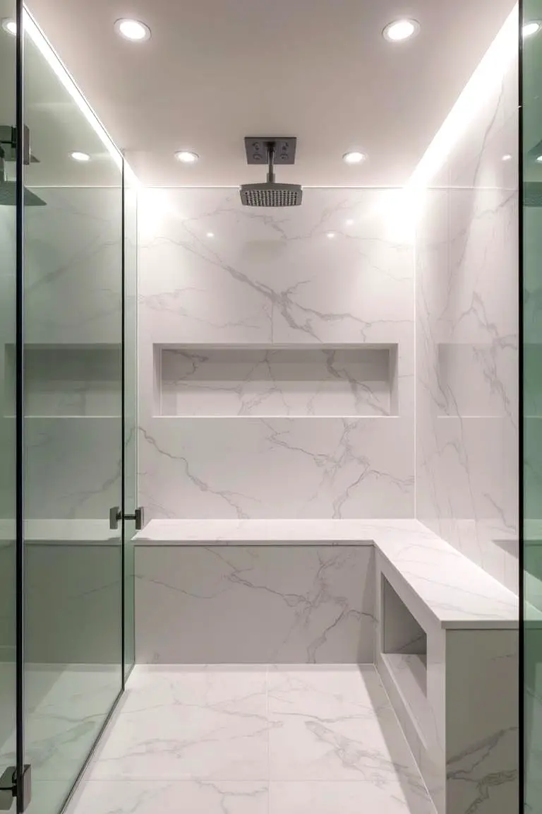 Marble Shower Bench and Storage