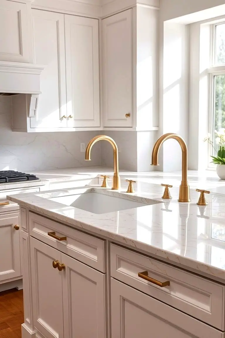 Granite Countertops Enhanced by Gold Touches