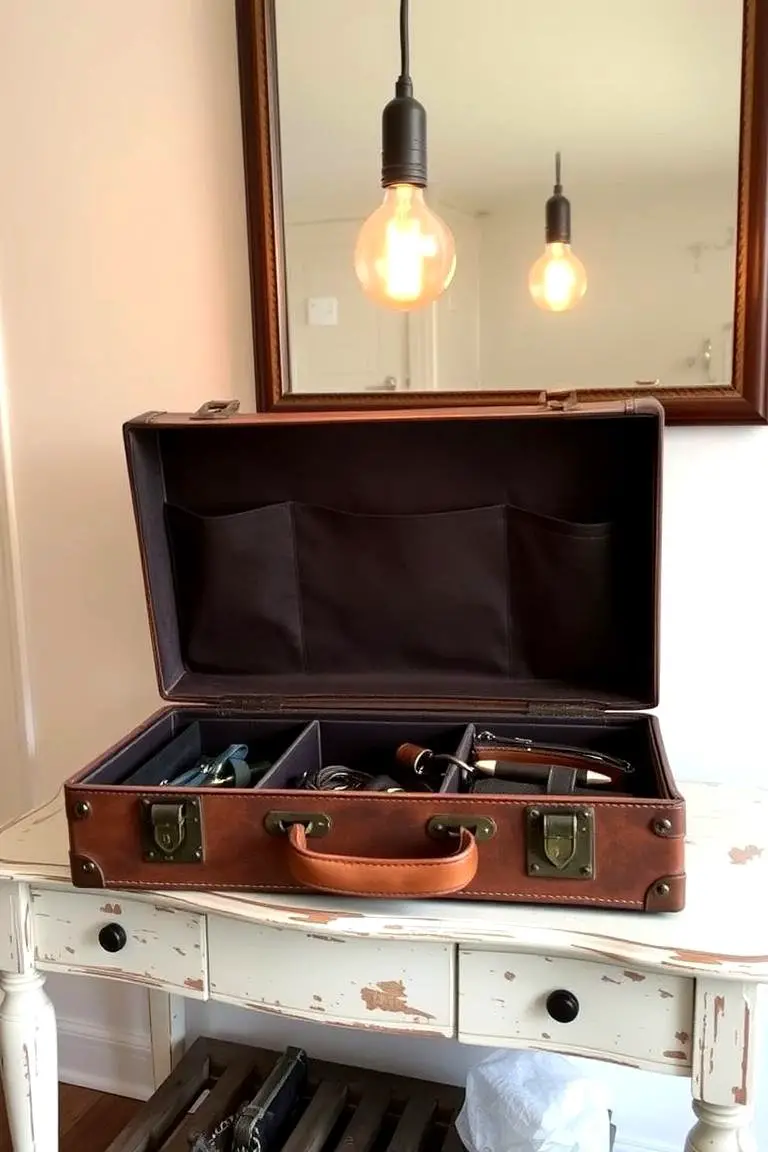 Vintage Suitcase Purse Holder