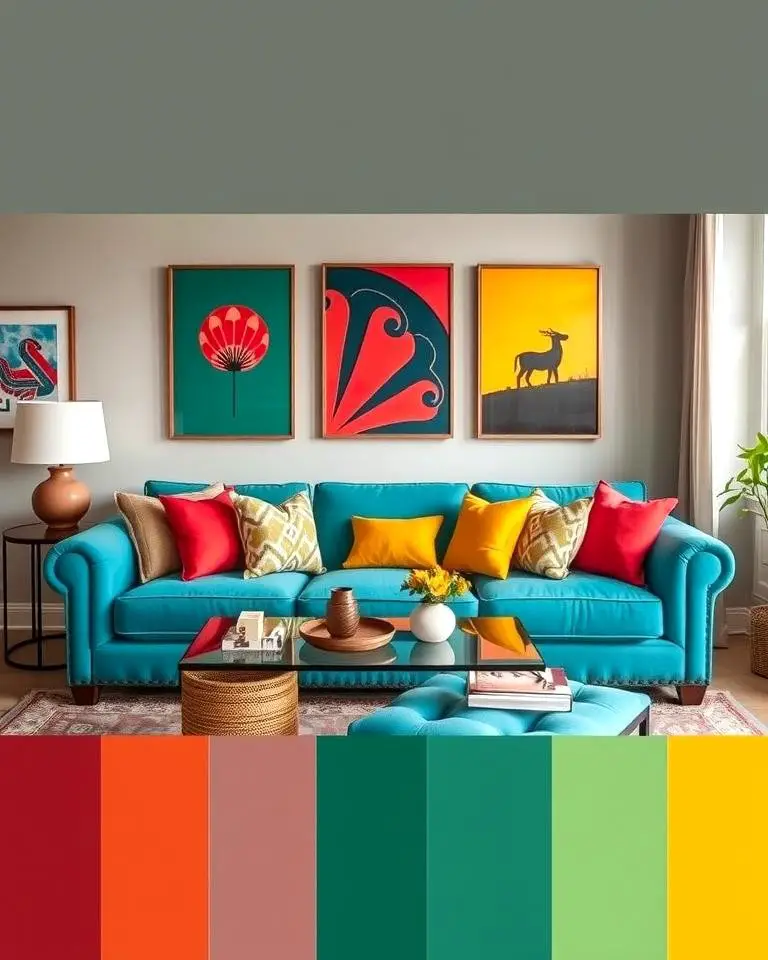 Teal Couch and Bold Color Combinations