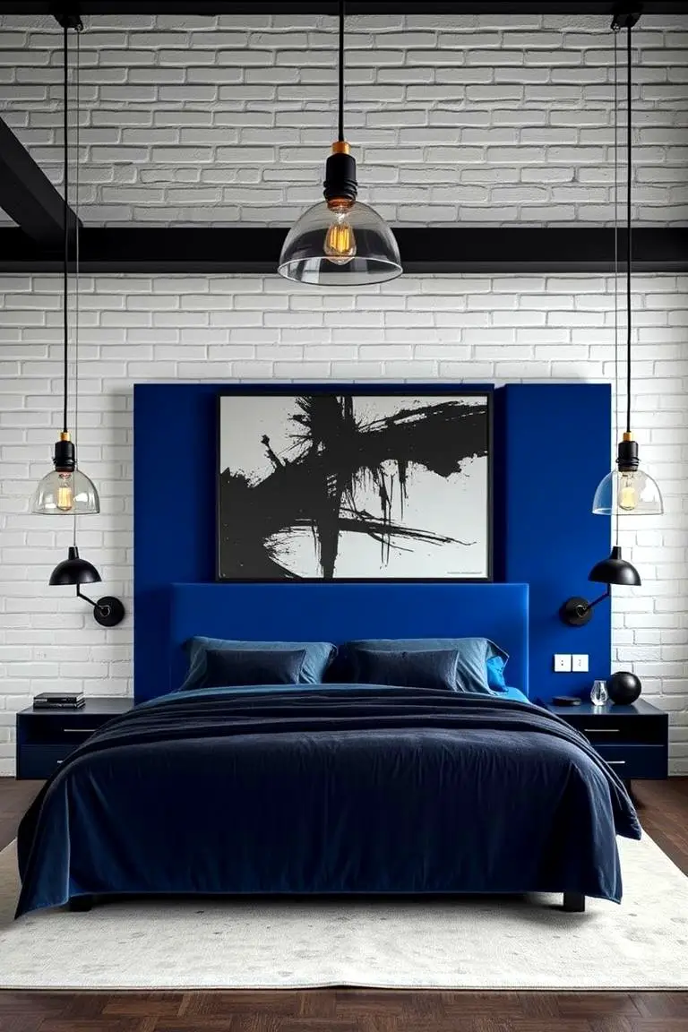 Bold Blue Statement Headboard
