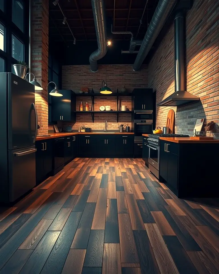 Industrial Chic with Dark Wood Floors