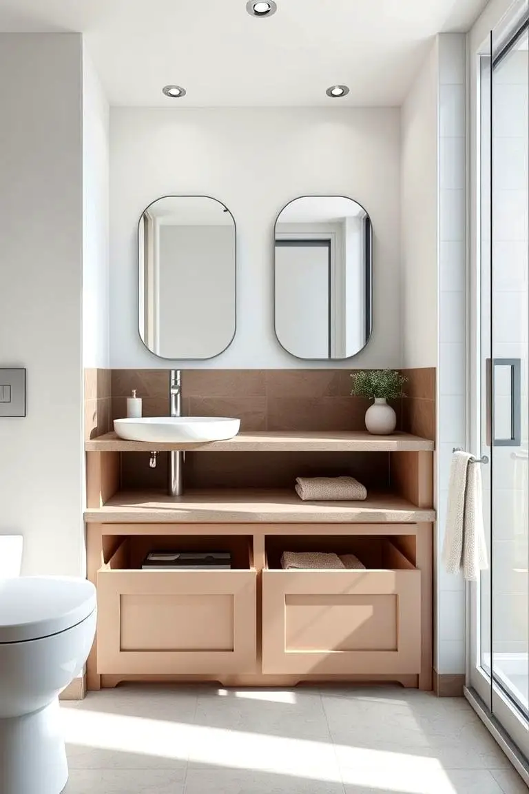 Compact Bathroom Storage Bench