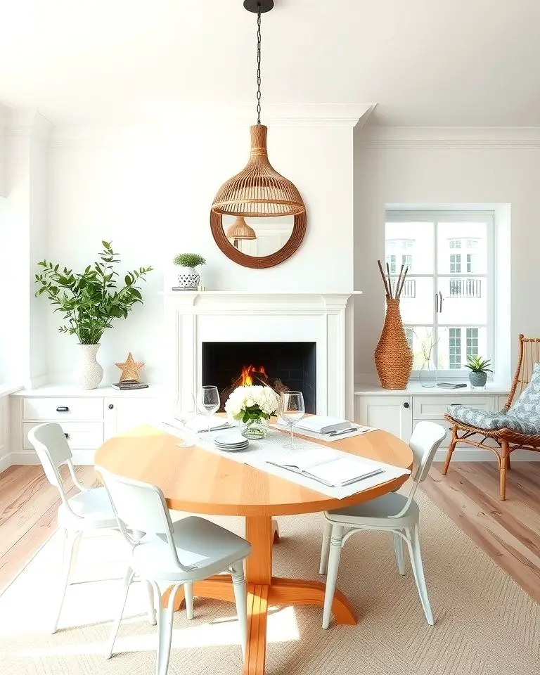 Scandinavian Design with a White Fireplace