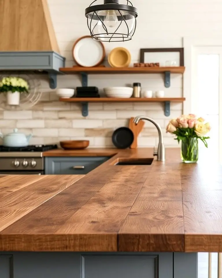 Weathered Elegance with Distressed Wood Countertops