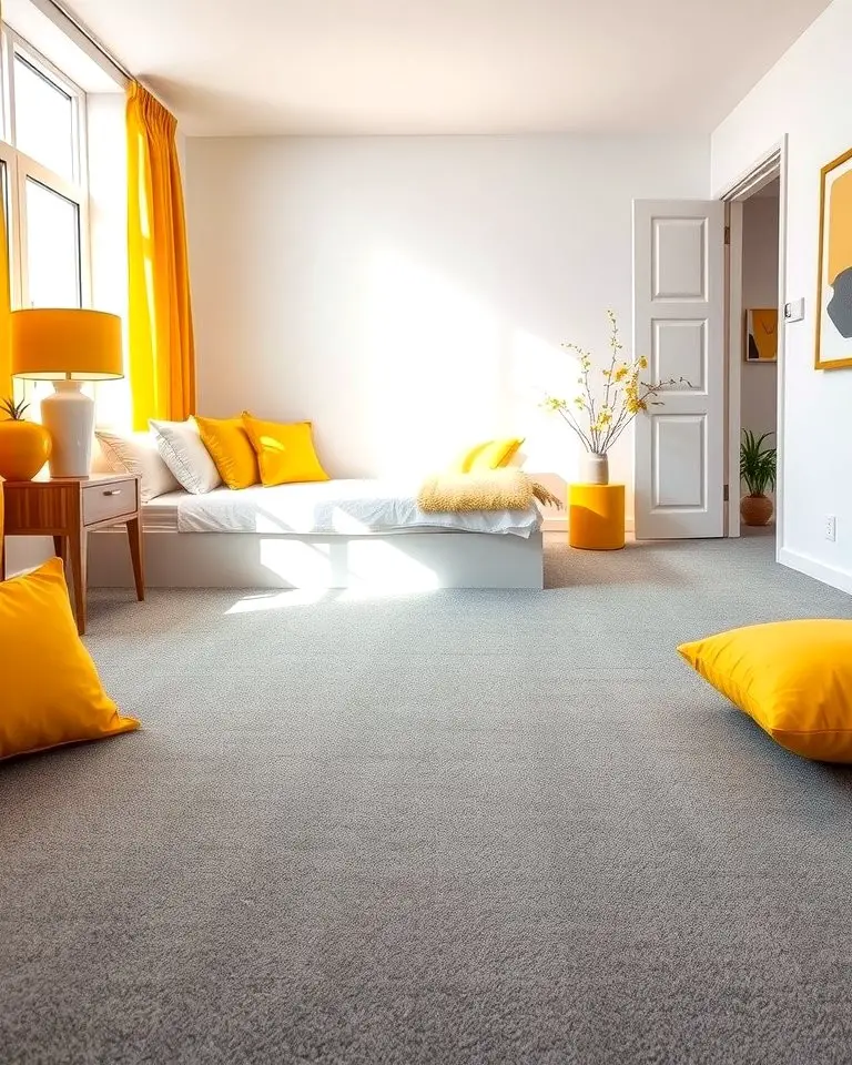Grey Carpets with Yellow Accents