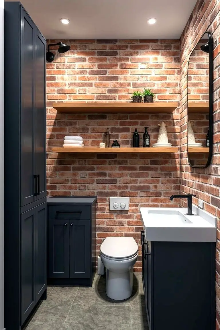 Exposed Brick Backdrop Shelves