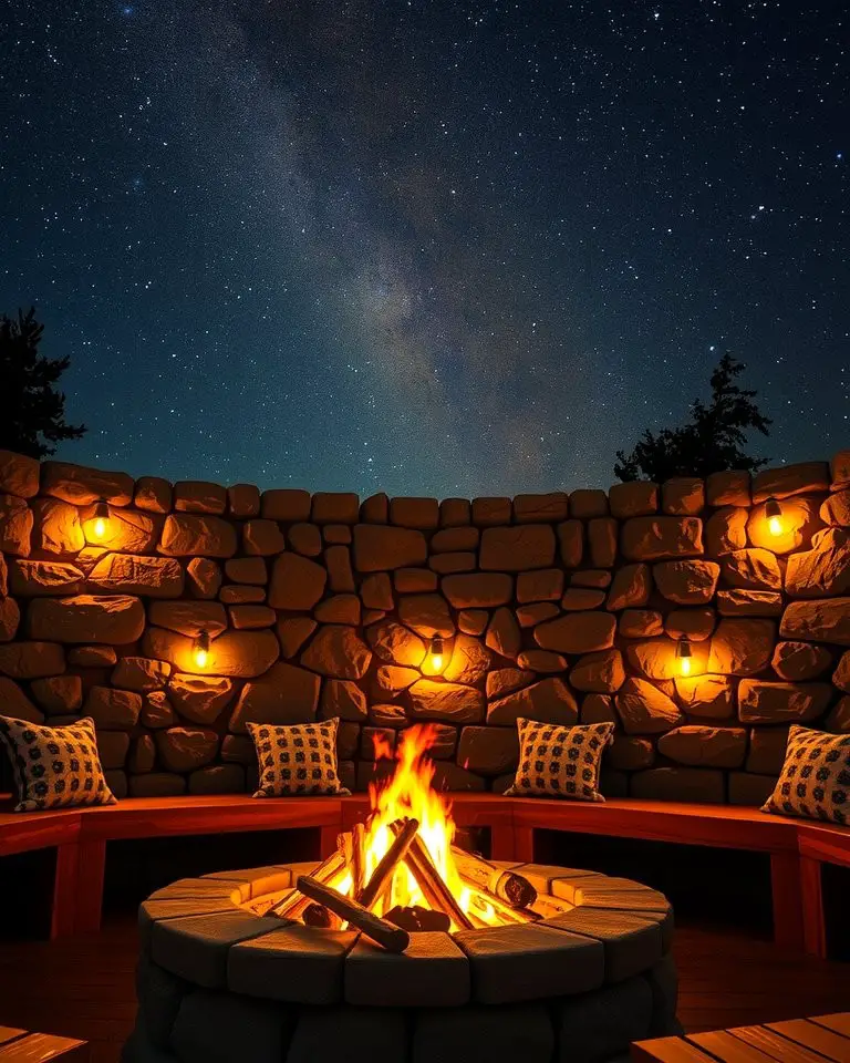Rustic Stone Surround Fire Pit