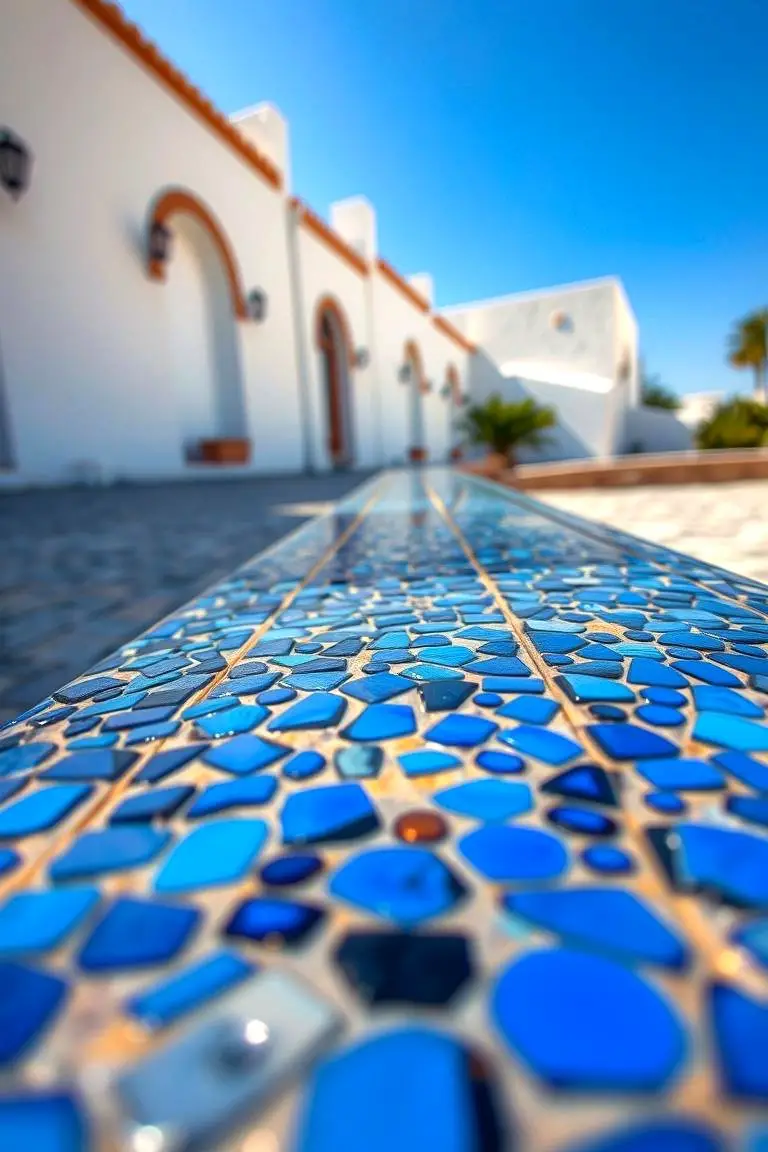 Elegant Mosaic-Tiled Bench