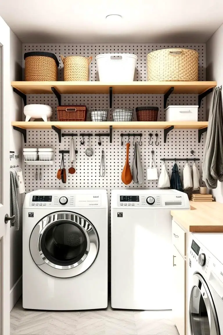 Pegboard Laundry Shelf System