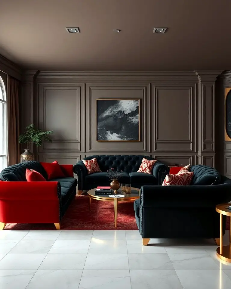 Velvet Black and Red Furniture