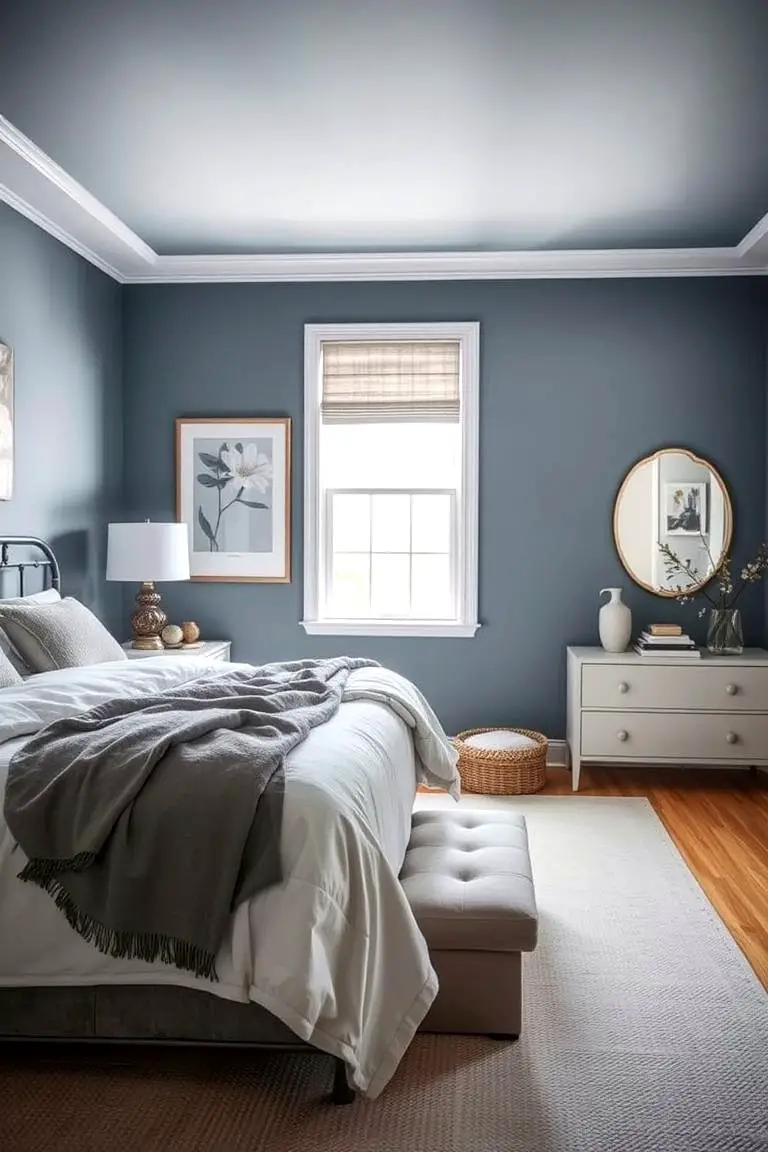 Serene Bedroom: Calming Blue-gray Retreat