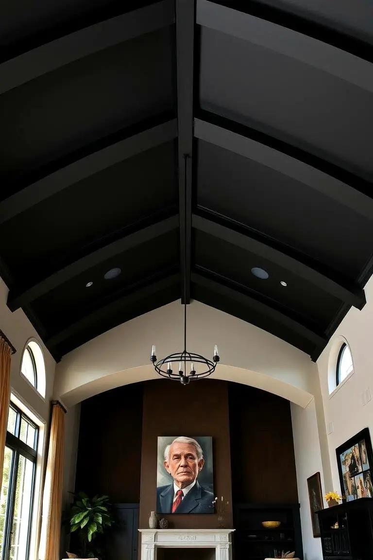 Bold Black Accent Cathedral Ceiling