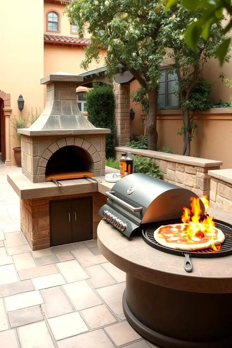 Stone Fire Pit with Built-in Grill