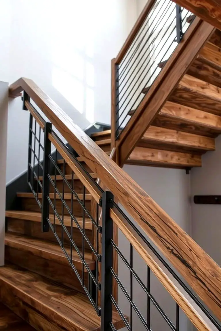 Industrial-Style Wood Railing