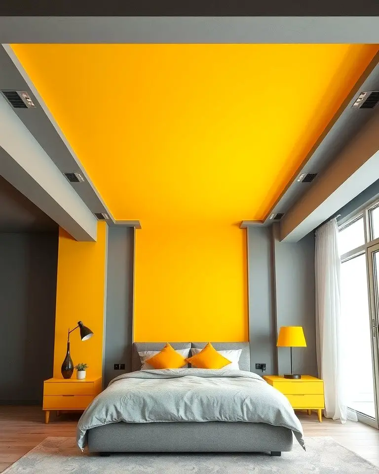 Grey Walls with Yellow Ceiling