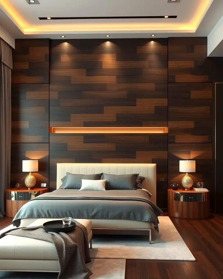 Dark Stained Wood Accent Wall