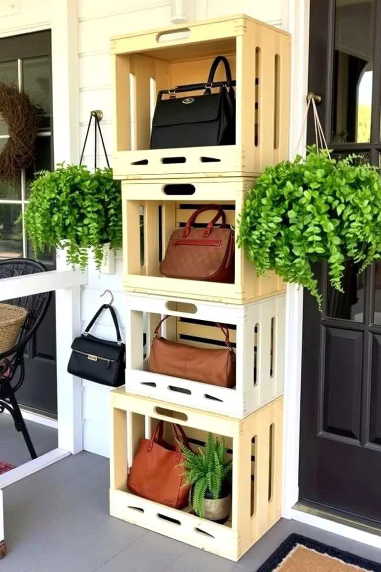 Repurposed Crate Purse Holder