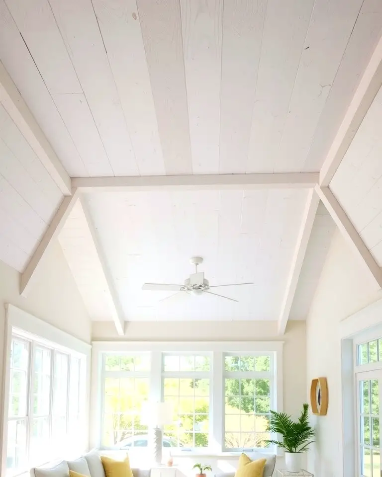 Whitewashed Wood Ceiling for Coastal Vibes