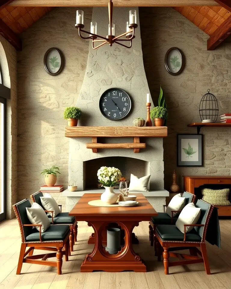 Rustic Charm with a Stone Fireplace