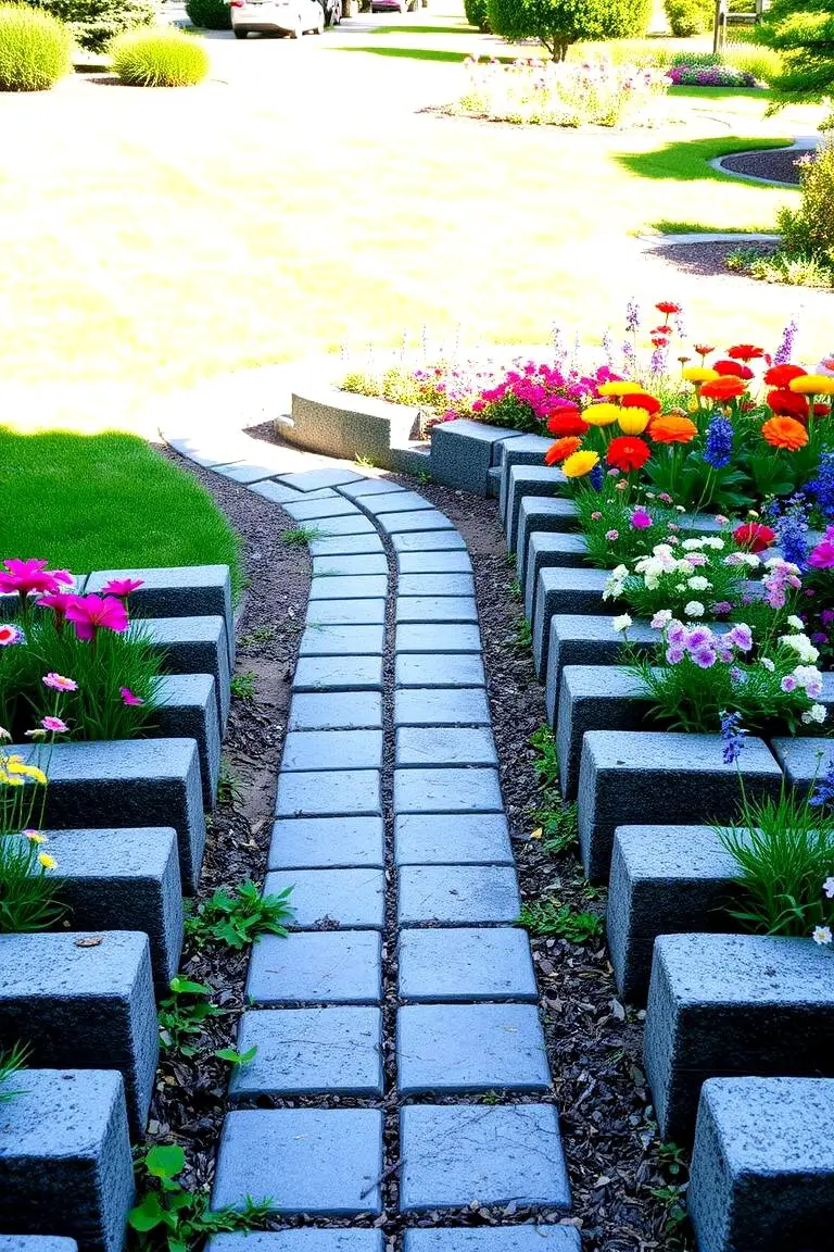Cinder Block Garden Pathway