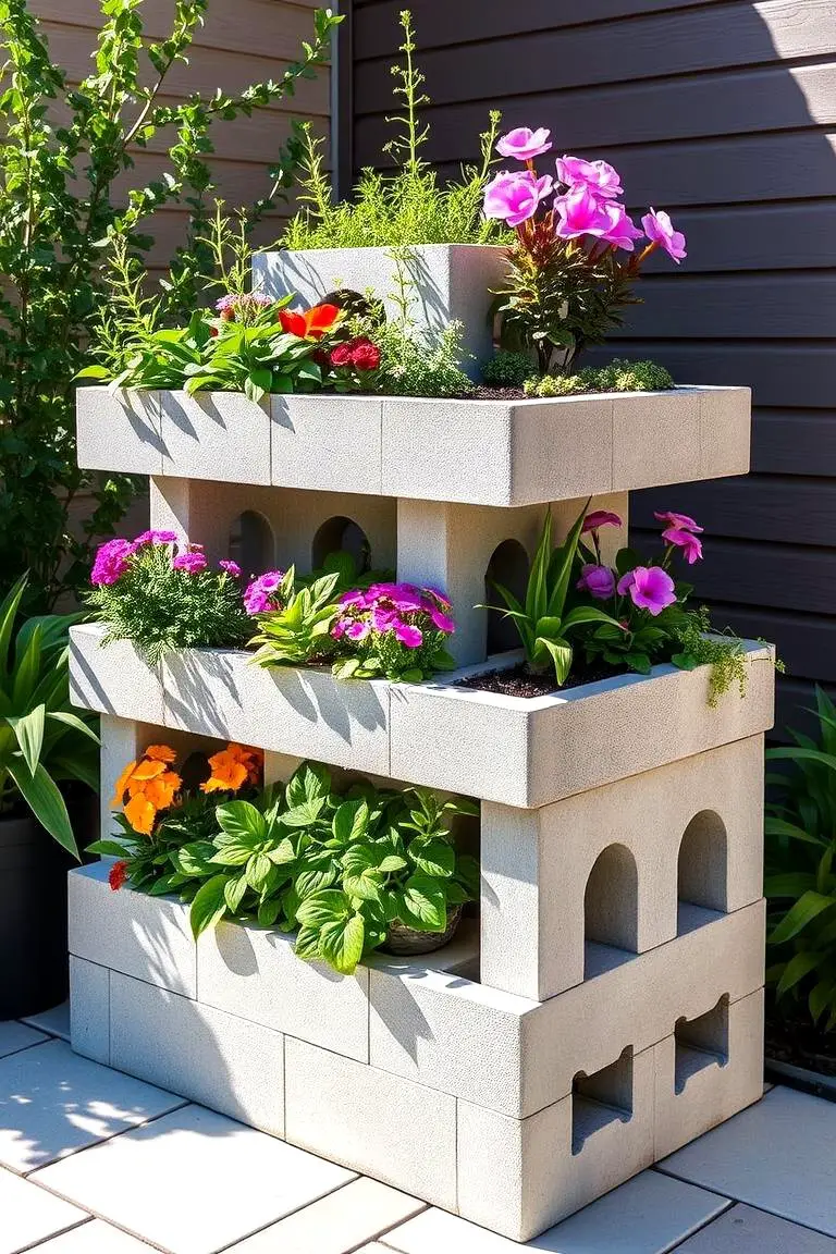 Multi-Tiered Cinder Block Planter