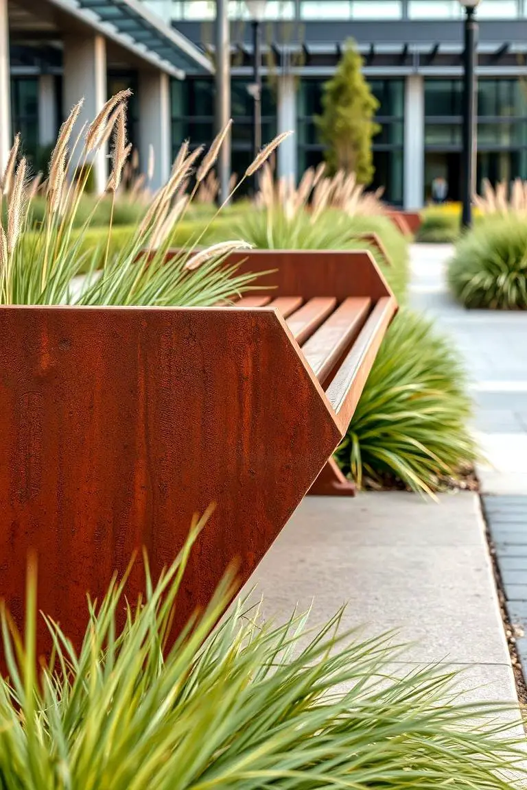 Weathered Steel Bench with Character
