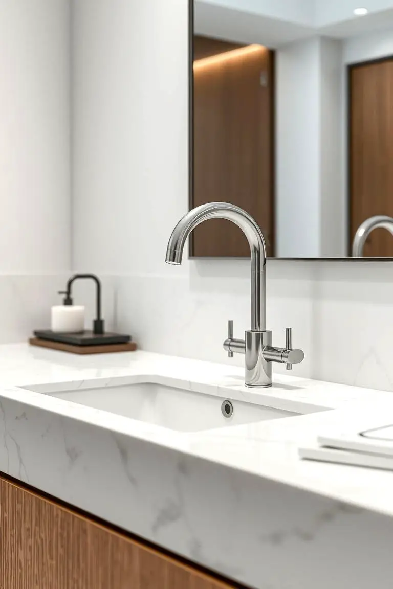 Marble Vanity with Touchless Faucets