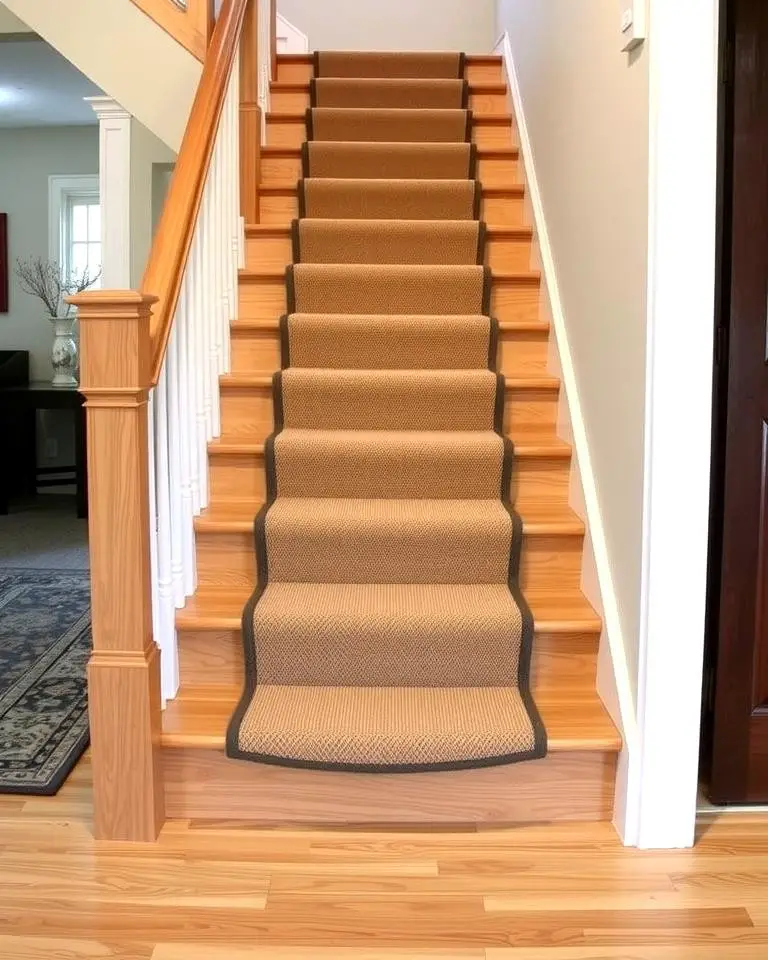 White Oak Stairs with Carpet Runners