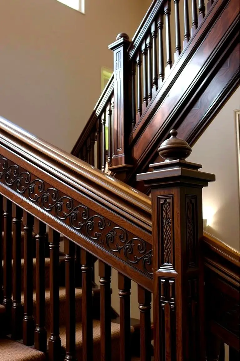 Engraved Decorative Wood Railing