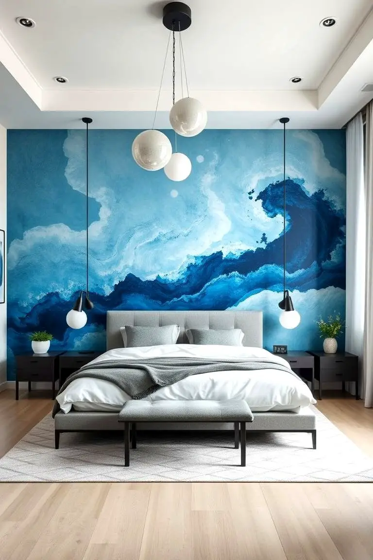 Artistic Blue Accent Wall