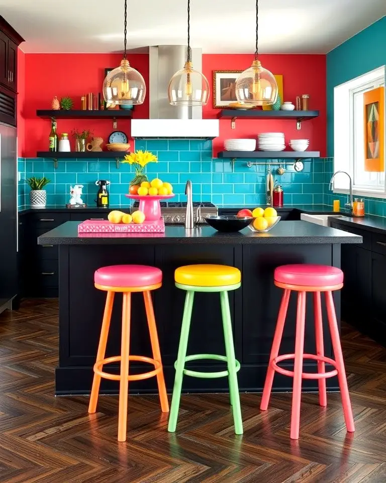Black Island with Pop of Color