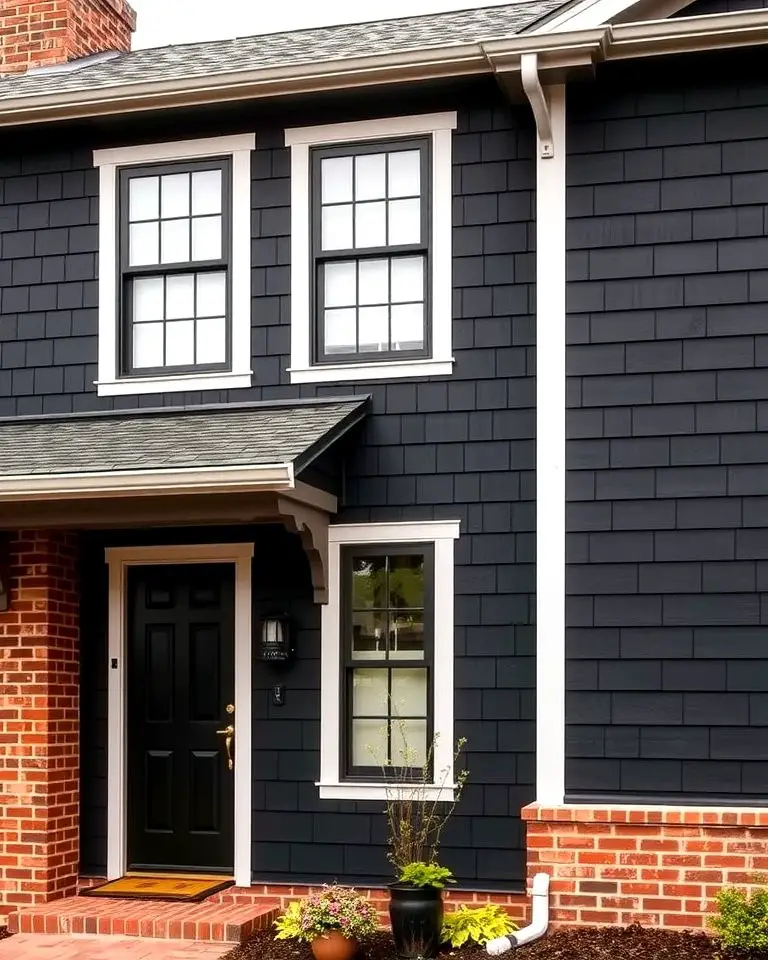 Black Exterior with Rustic Brick Accents