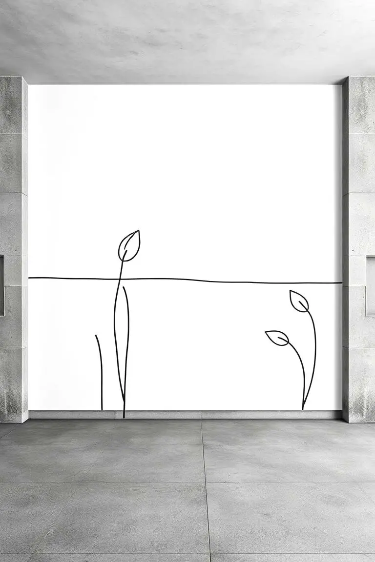 Modern Minimalist Garden Mural
