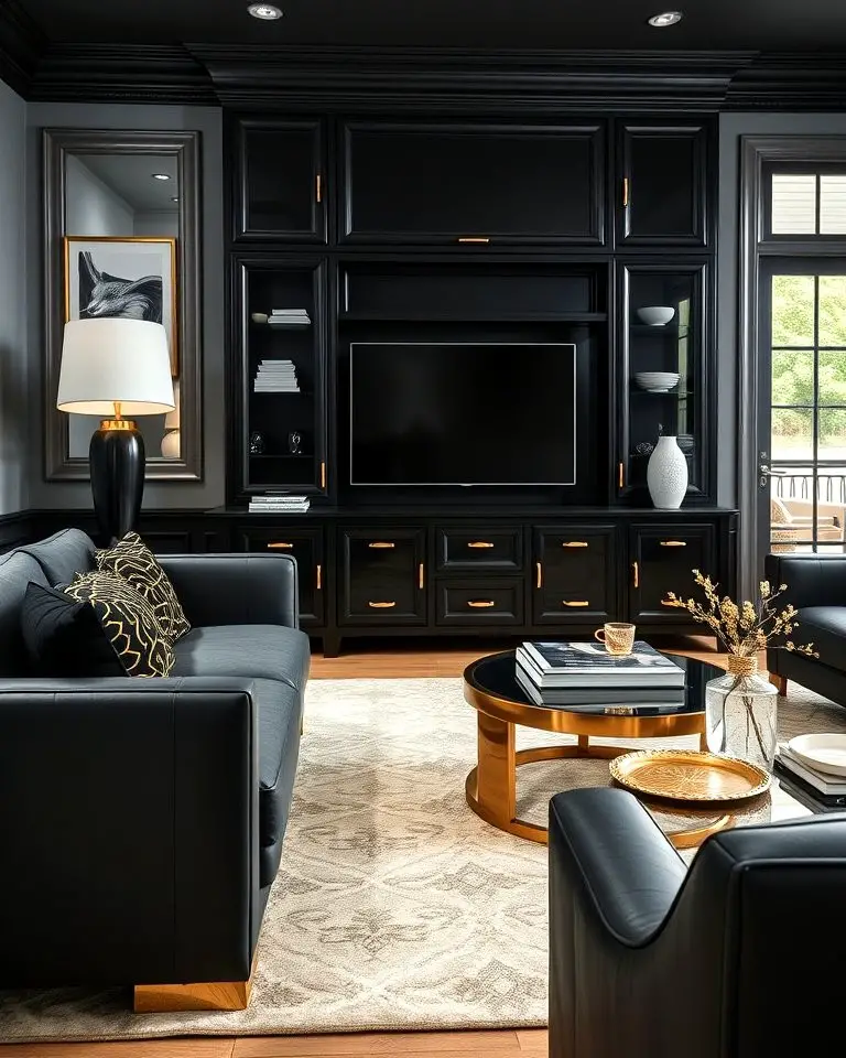 Gold Hardware on Black Furniture
