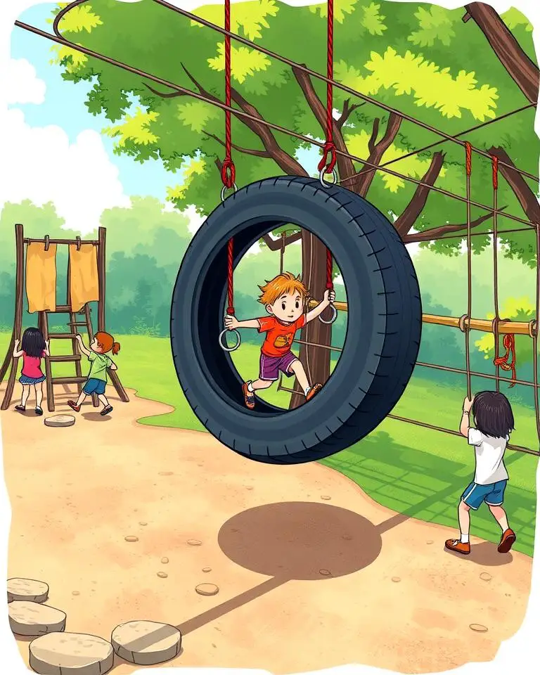 Tire Swing Obstacle Course
