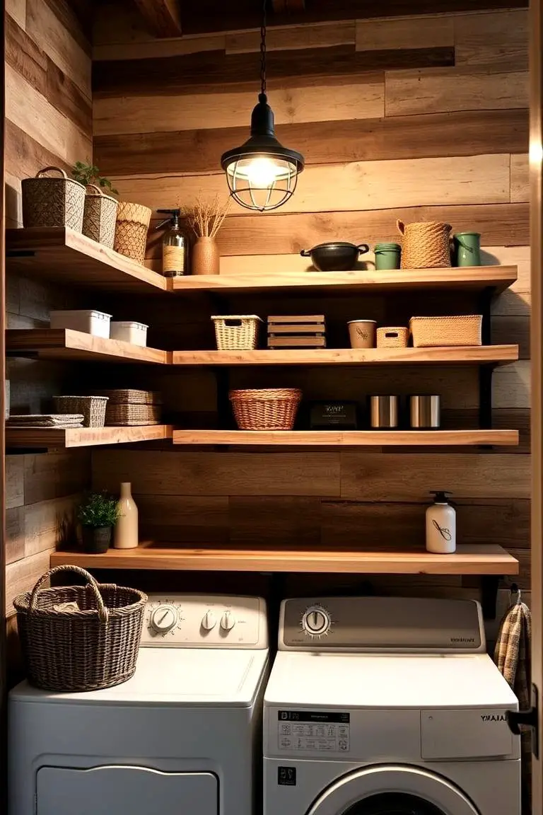 DIY Pallet Wood Laundry Shelves