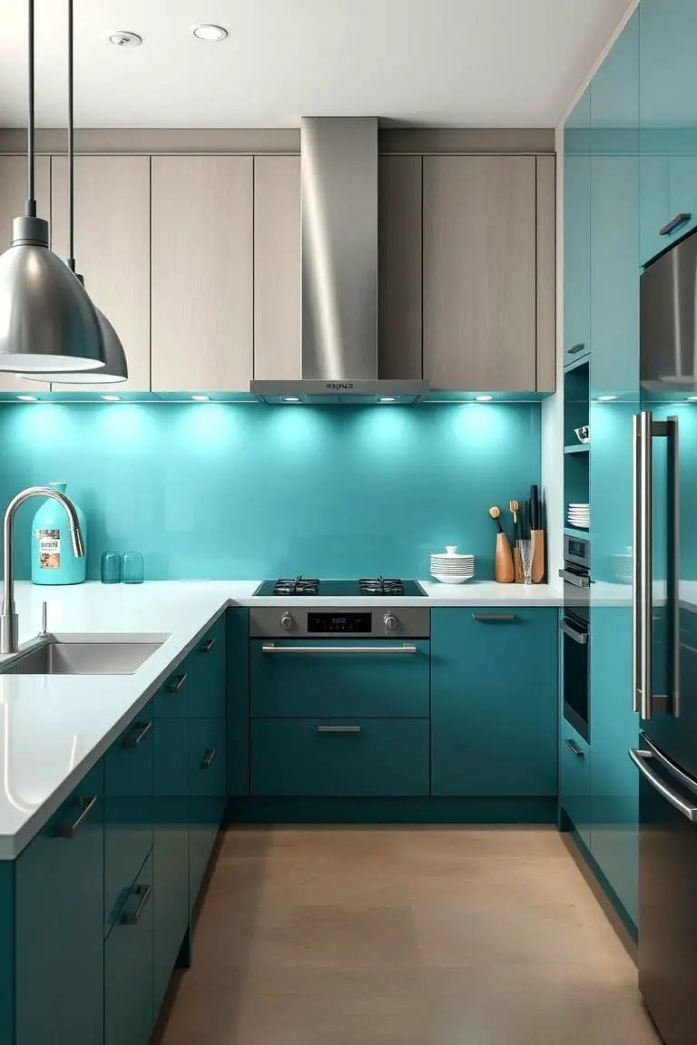 Integrated Teal Green Storage